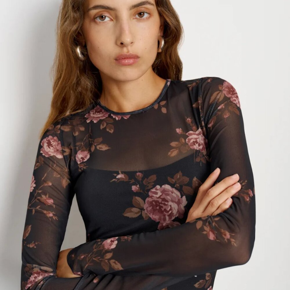 Reformation Rene Mesh Knit Dress Black - Size XS